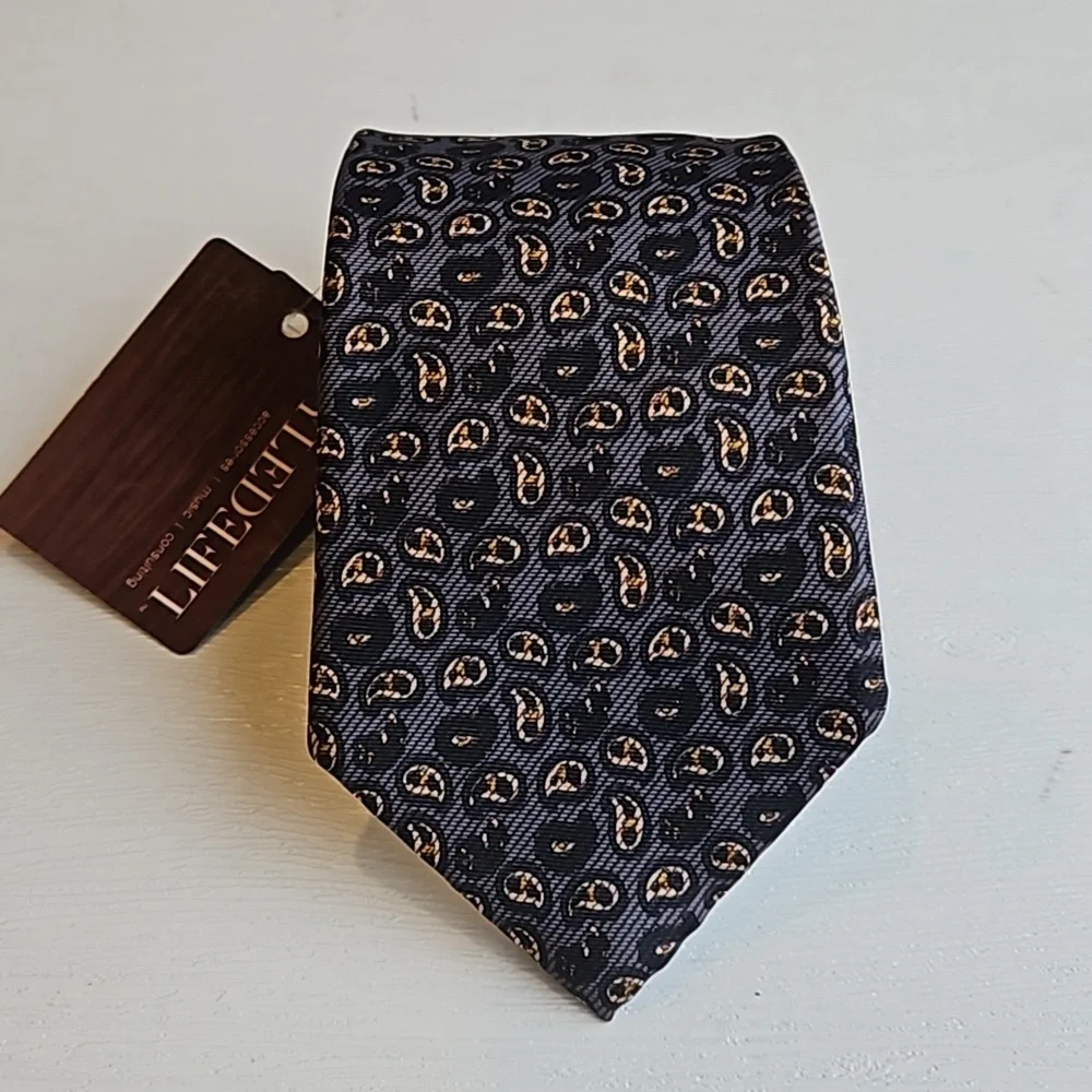 Guy LaRoche Vintage Blue Paisley Amoeba Silk Tie NWT